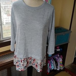 Layered look top with floral bottom